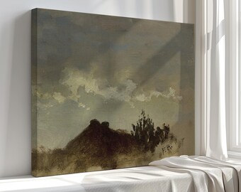 Cabaña de Ferdynand Ruszczyc, Impresión artística en lienzo para pared con paisaje invernal: reproducción de pintura al óleo de una escena invernal rústica