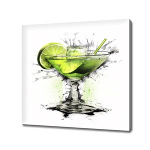 Margarita Cocktail Drink Abstract Painting Canvas Print Art | Bar Restaurant Wall Decor | Alcoholic Drinks Print | Drinks Kitchen Wall Art