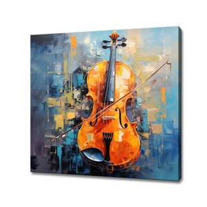 Violin Music Colourful Painting Style Canvas Print, Musical Instrument Wall Art, Classical Music Studio Decor, Gift For Musician