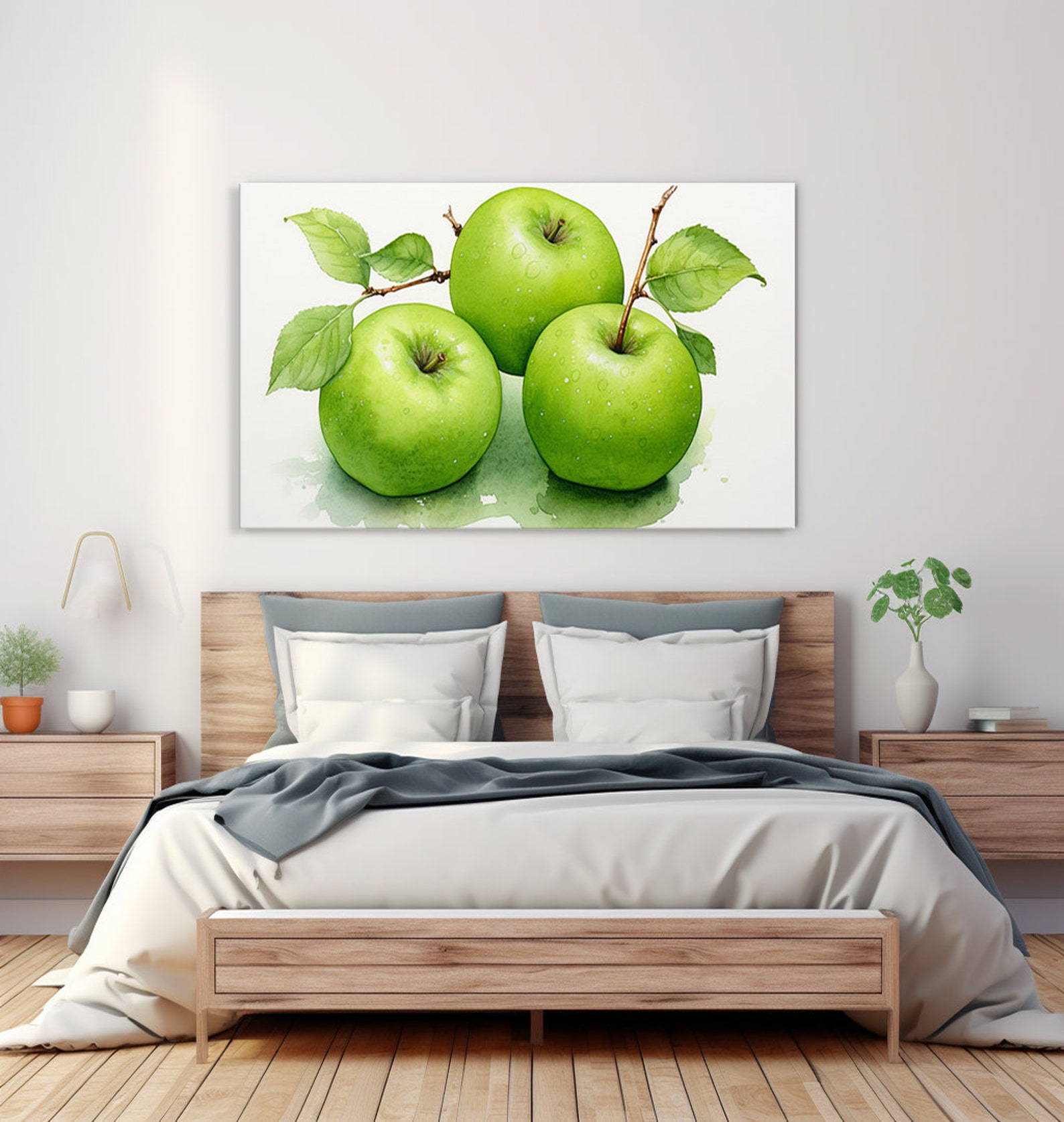 Green Apples - Mirror Framed Print Wall Art - Green