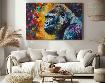 Abstract Gorilla Canvas Print – Colourful Wildlife Wall Art