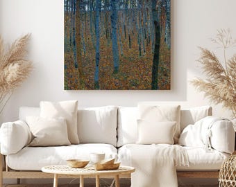 Beech Grove, Gustav Klimt Painting Reproduction, Canvas Print Wall Art, Classic Artwork for Living Room Decor