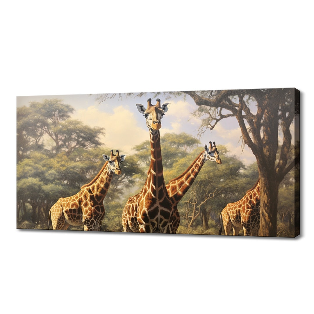 Adorable Giraffes Family Canvas Print Art | Gift for Giraffe Lover ...