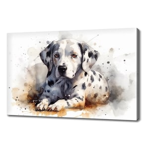 Cute Dalmatian Dog Watercolour Canvas Print | Animals Canvas Picture | Dog Lovers Gift Painting Wall Hanging | Wall Art Print On Canvas