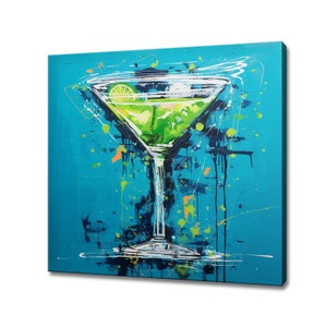 Margarita Cocktail Drink Abstract Painting Canvas Print Art | Bar Restaurant Wall Decor | Alcoholic Drinks Print | Drinks Kitchen Wall Art