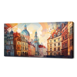 Vienna Capital Of Austria Canvas Print Wall Art, Modern Design Home Office Decor, Famous Landmarks Skyline Colourful Abstract Print