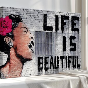 Beautiful Life Canvas Print - Graffiti Wall Art Modern Home Decor, Colorful Wall Hanging, Inspirational Art, Unique Gift Idea