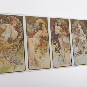 Four Seasons by  Alphonse Mucha Canvas Print – Art Nouveau Wall Art – Vintage Illustration for Elegant, Romantic, or Classic Interiors