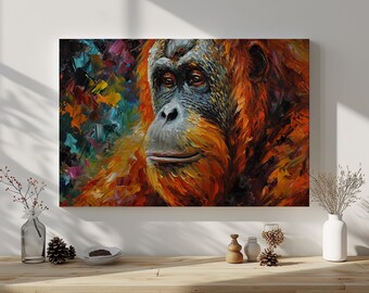 Orangutan, Vibrant Animal Canvas Print – Bold Modern Wall Art