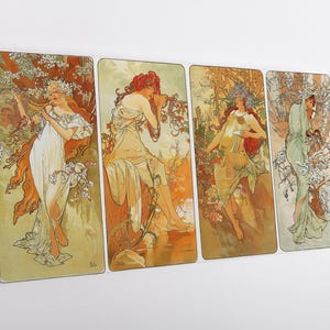 Four Seasons by  Alphonse Mucha Canvas Print – Art Nouveau Wall Art – Vintage Illustration for Elegant, Romantic, or Classic Interiors