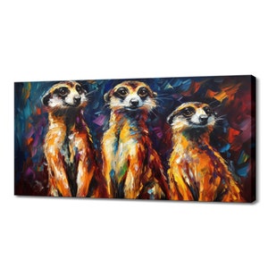 Family of meerkats wall art canvas print picture home decor animals handmade wall hangings customised gifts fast free uk delivery