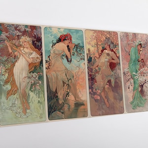 Four Seasons by Alphonse Mucha Canvas Print – Art Nouveau Wall Art – Vintage Illustration for Elegant, Romantic, or Classic Interiors