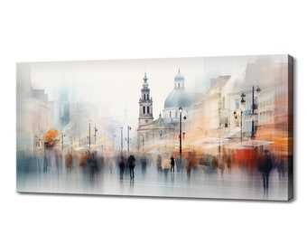 Riga Streets Canvas Print, Watercolor Cityscape Wall Art, Modern Home Decor