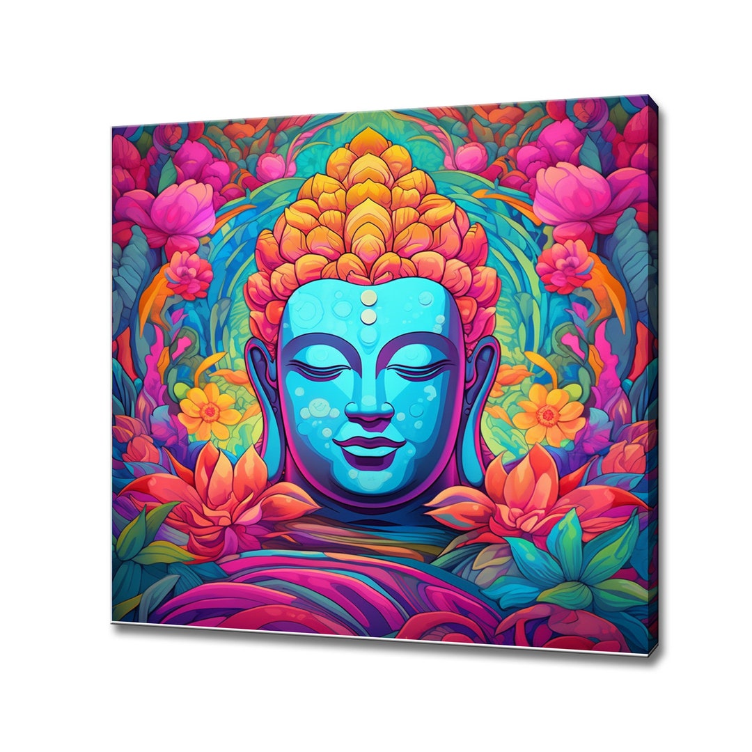 Buddha Lotus Flower Canvas | Art Print Wall Hanging Picture | Peaceful ...