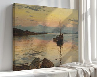 Vintage Style "Dusk on the Water" Canvas Art Print