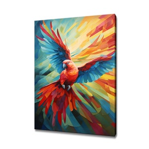 Macaw Parrot Bird Abstract Painting Canvas Print | Gift For Bird Lover | Parrot Bird Wall Art Print | Birds Home Wall Decor Modern Art