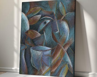 Cuadro moderno cubista impreso en lienzo – Decoración elegante para el hogar – Obra de arte de alta calidad para colgar en la pared, ideal para cualquier estilo de interior.