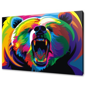 Grizzly bear canvas print picture wall art home decor free fast uk delivery