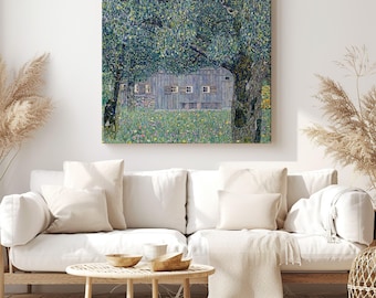 Farmhouse in Buchberg, Gustav Klimt Painting Reproduction, Canvas Print Wall Art, Classic Artwork for Living Room Decor