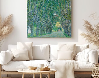 Avenue in the Park of Schloss Kammer, Gustav Klimt Painting Reproduction, Canvas Print Wall Art, Classic Artwork for Living Room Decor