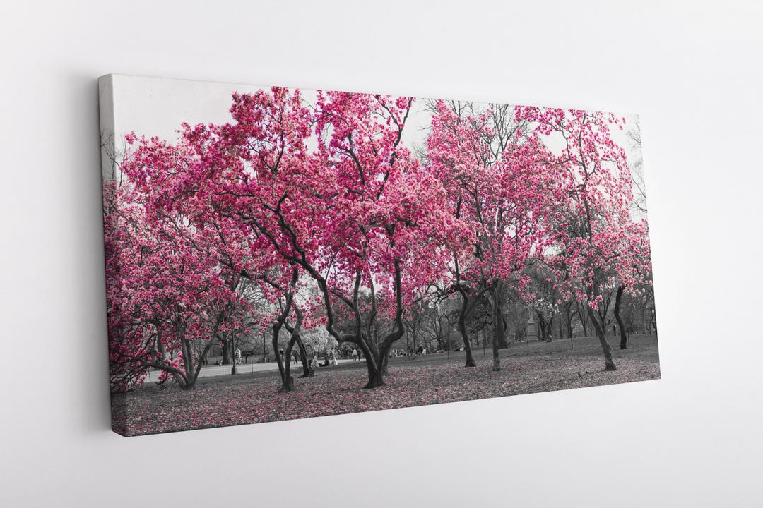 Forest Pink Trees, Landscape Canvas Print – Nature Wall Art – Scenic ...