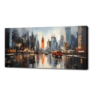 New York Streets Capital Of US Canvas Print Wall Art, Modern Design Home Office Decor, Famous Landmarks Skyline Colourful Abstract Print