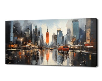 New York Cityscape Canvas Print, Colorful Abstract Street Art, Modern Home Decor