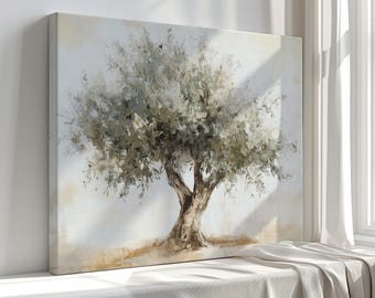 An Olive Tree Canvas Print Wall Art, Nature Bedroom Decor, Earthy Muted Botanical Painting