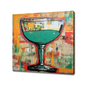 Champagne Cocktail Drink Abstract Painting Canvas Print Art | Bar Restaurant Wall Decor | Alcoholic Drinks Print | Drinks Kitchen Wall Art