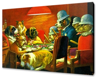 Toile imprimée « Chiens jouant au poker » : Cassius Marcellus Coolidge
