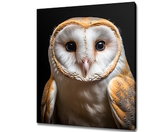 Barn Owl Bird Animal Canvas Print | Gift For Owl Lover | Owl Wall Art Decor Portrait Print | Birds Home Decor I Artwork For Nature Lovers