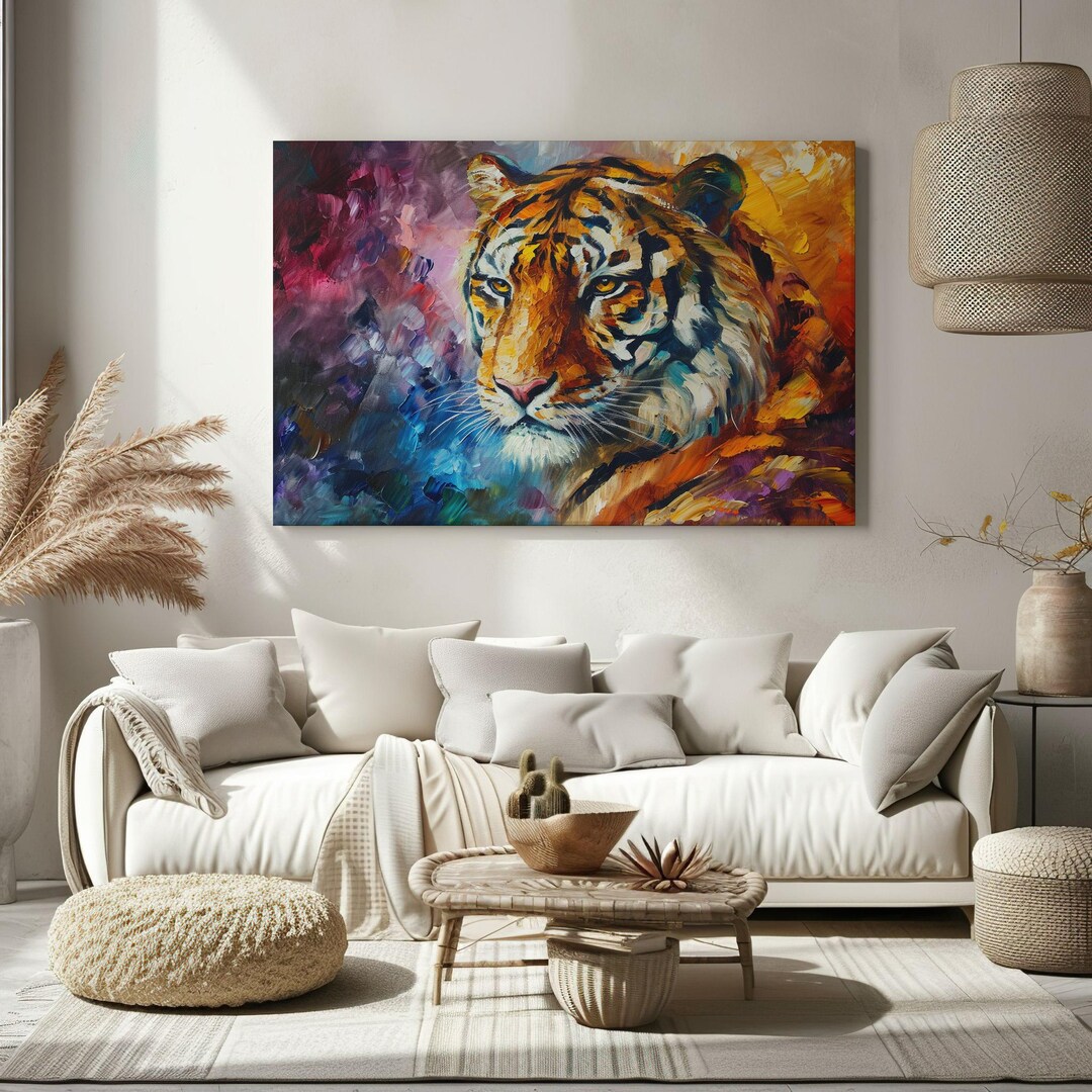 Tiger, Modern Animal Canvas Print – Colourful Contemporary Wall Art - Etsy