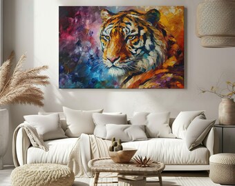 Tiger, Modern Animal Canvas Print – Colourful Contemporary Wall Art