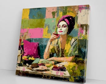 Bold Feminist Canvas Print – Modern Woman Wall Art in Pink and Green