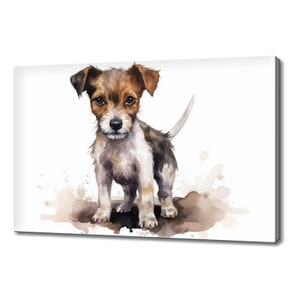 Jack Russell Puppy Dog Watercolour Canvas Print | Animals Canvas Picture | Dog Lovers Gift Painting Wall Hanging | Wall Art Print On Canvas