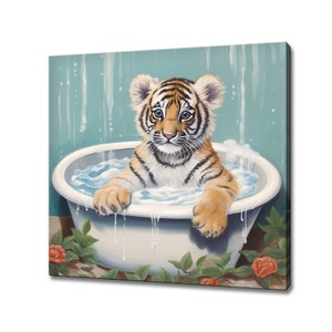 Impressão em tela de tigre bebê | Impressão de arte para pendurar na parede | Decoração de casa para quarto infantil | Impressão de arte de animais | Arte em tela grande