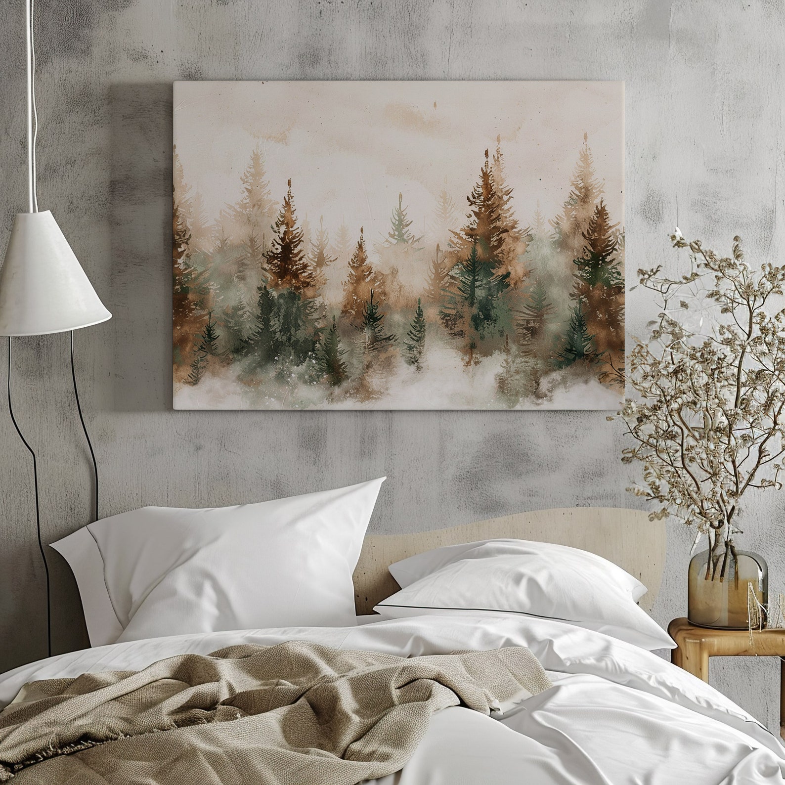 Pine Tree Forest Canvas Print, Large Abstract Wall Art, Home Decor for ...
