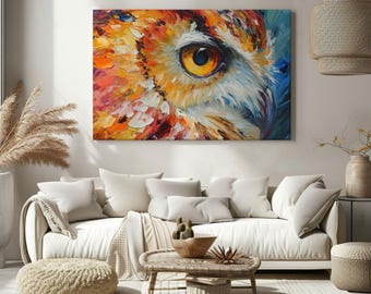 Owl  Bird Canvas Print – Modern Wildlife Wall Art