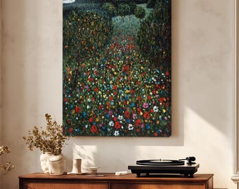 Poppy Field by Gustav Klimt.  Vintage Painting Reproduction – Canvas Print Wall Art – Classic Artwork, Gallery Wrapped, Ready to Hang