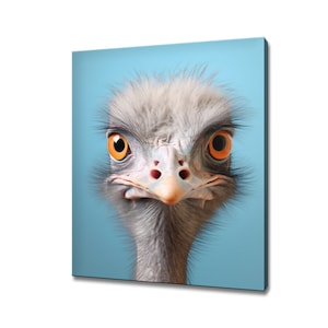 Ostrich Bird Animal Canvas Print | Gift For Ostrich Lover | Ostrich Wall Art Portrait Print | Birds Home Decor I Artwork For Nature Lovers