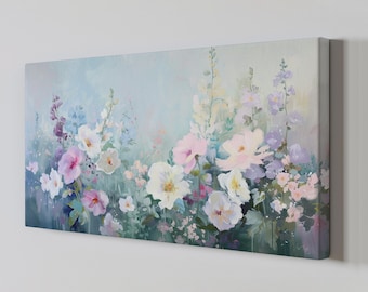 Pastel Wildflowers Canvas Print, Soft Floral Wall Art, Spring Decor for Bedroom & Living Room, Cottagecore Home Decoration, Gift Idea