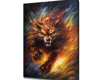 Werewolf canvas print picture wall hanging handmade art print home decor gifts fast free uk delivery