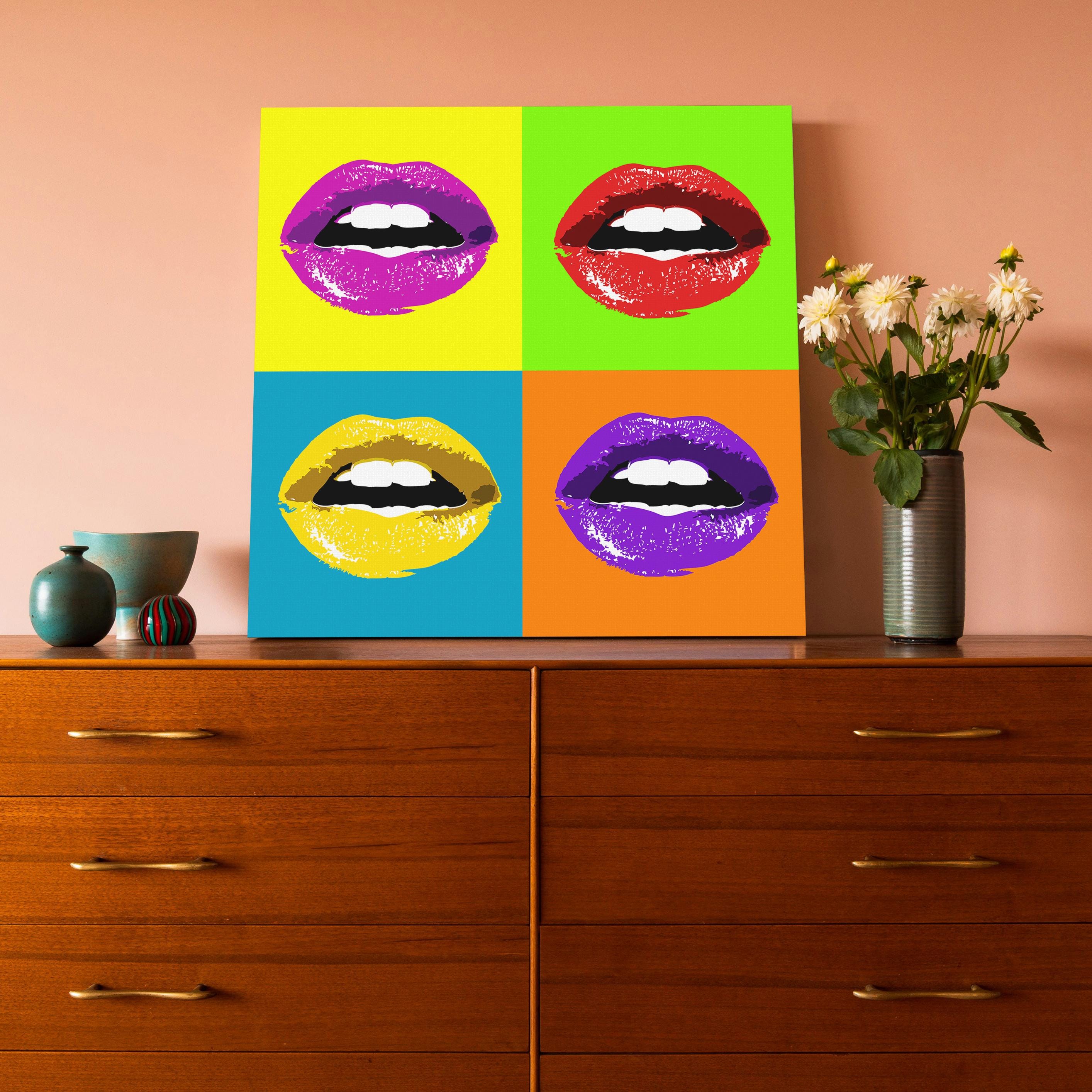 Pop Art Lips, Colourful Canvas Wall Art Print – High-quality