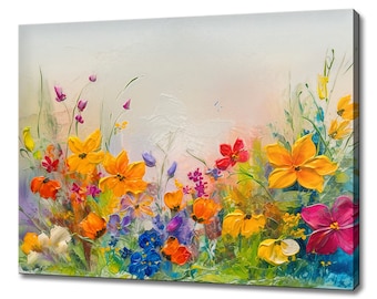 Vibrant Botanical Floral Canvas Print: High-Quality Wall Art for Home & Office in Multiple Sizes