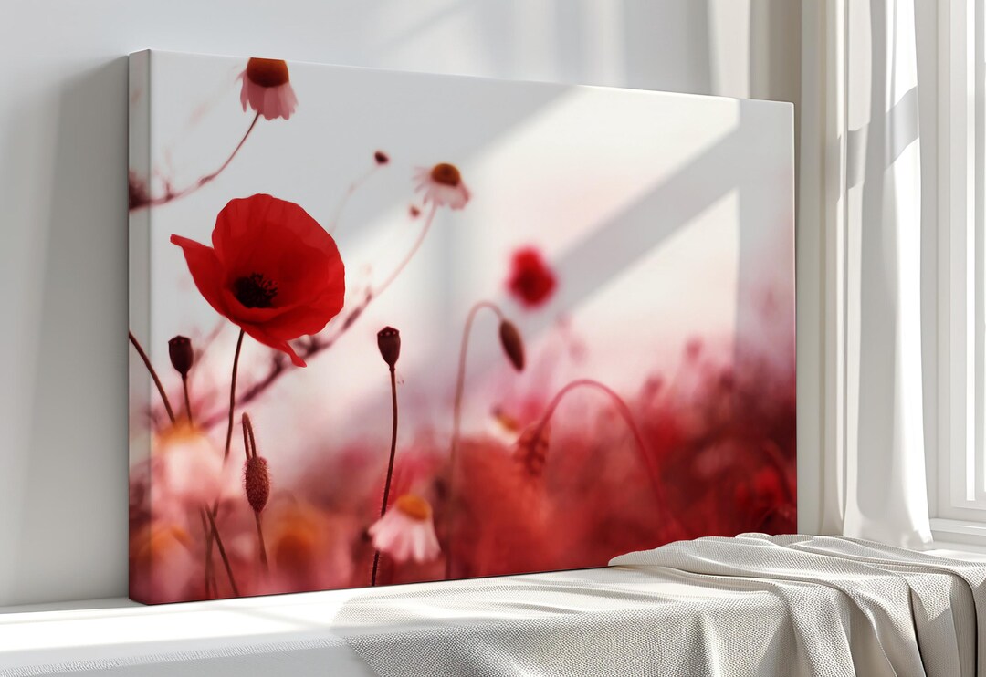 Poppy Field, Floral Canvas Print – Elegant Flower Wall Art – Botanical ...