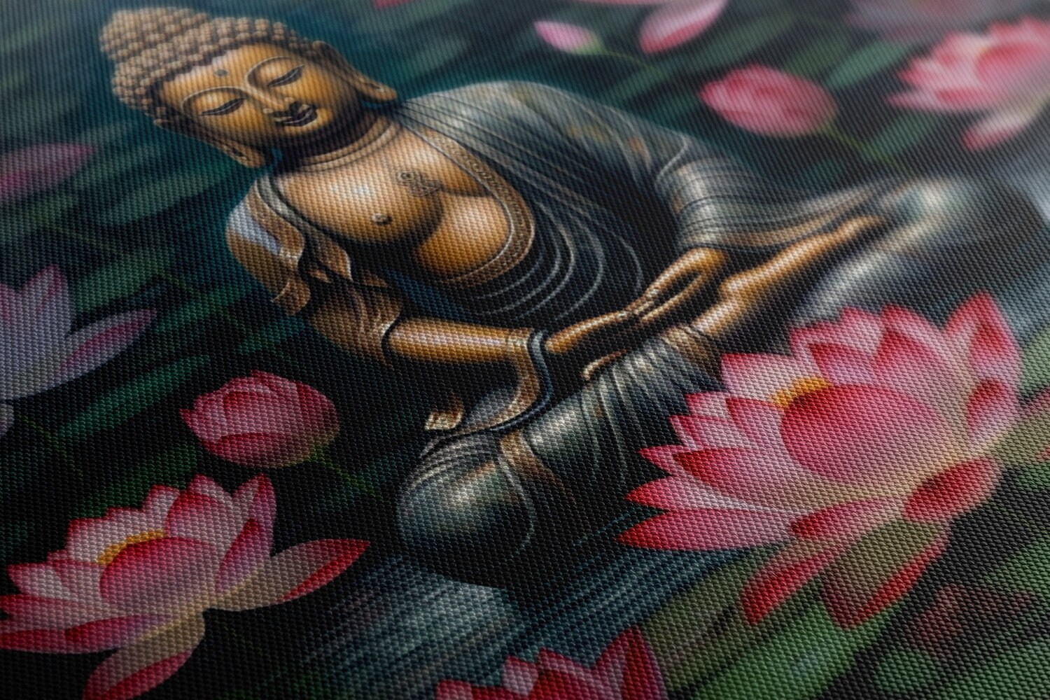 Buddha Lotus Flower Canvas | Art Print Wall Hanging Picture | Peaceful ...