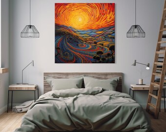 XDTIOPIMY Landschaftsposter Abstrakt – Sonnenuntergang, 61 X 91 Cm, Ungerahmt, Für Wohnzimmer & Schlafzimmer