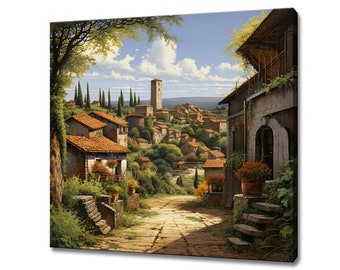 Finnish Village Art Print | Colorful Canvas Wall Hanging, Landscape Home Decor