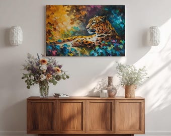Abstract Leopard Canvas Print – Colourful Wildlife Wall Art