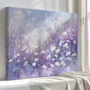 Pastel Flowers Canvas Print, Purple Floral Wall Art,  Elegant Home Decor, Handmade to Order, Housewarming gift